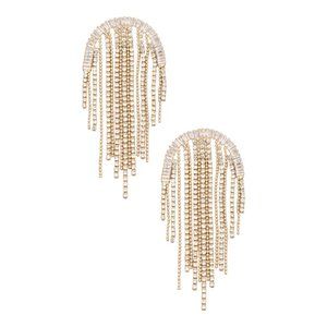 rhinestone fringe arch chandelier dangling chain earrings